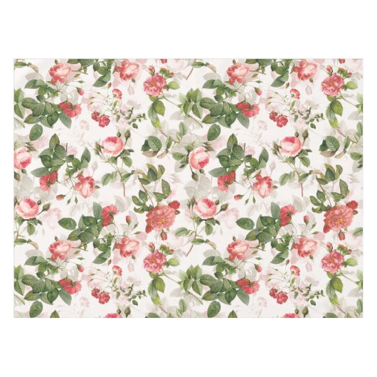 Antiek  Redouté Rozen Patroonroze Tafelkleed (Voorkant (Horizontaal))