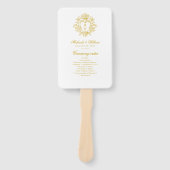 Antiek Regency Monogram Wapen Huwelijksprogramma Handwaaier (Voorkant)