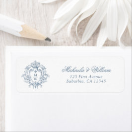 Antiek Regency Monogram Wapenschild Retouradres Etiket