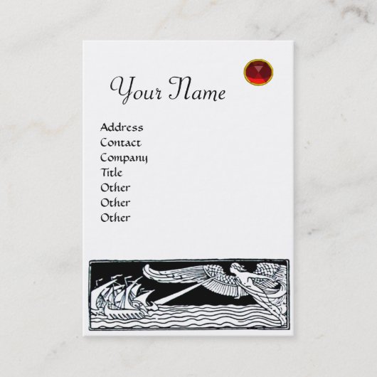ANTIEK REIS, RUBY MONOGRAM, parelpapier Visitekaartje (Voorkant)