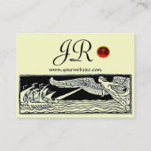 ANTIEK REISJE, RODE RUBY MONOGRAM, zwart wit eiwit Visitekaartje (Achterkant)