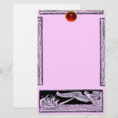 ANTIEK REISRUBY, roze Briefpapier (Voorkant / Achterkant)