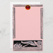 ANTIEK REISRUBY, roze Briefpapier (Voorkant / Achterkant)