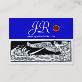 ANTIEK REIZEN, RUBY  MONOGRAM,rood blauw Visitekaartje (Achterkant)