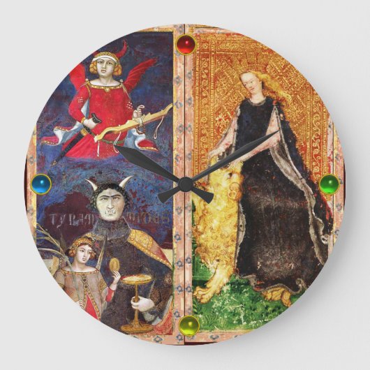 ANTIEK RENAISSANCE STREEFT DE DEVIL EN FORTITUTIE GROTE KLOK (Voorkant)