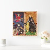 ANTIEK RENAISSANCE STREEFT DE DEVIL EN FORTITUTIE VIERKANTE KLOK (Huis)