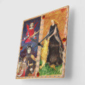 ANTIEK RENAISSANCE STREEFT DE DEVIL EN FORTITUTIE VIERKANTE KLOK (Hoek)