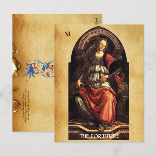 ANTIEK RENAISSANCE STREEFT DE FORTITUDE-STRENGHT BRIEFKAART (Voorkant / Achterkant)