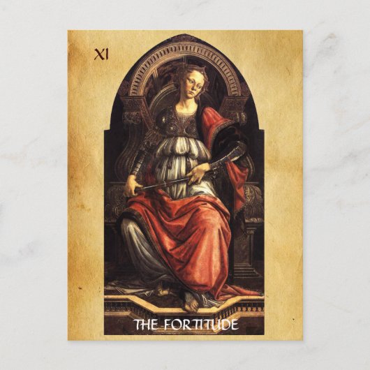 ANTIEK RENAISSANCE STREEFT DE FORTITUDE-STRENGHT BRIEFKAART (Voorkant)