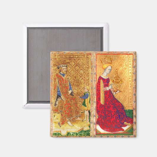 ANTIEK RENAISSANCE TAROKS KING EN KONINGIN VAN KUP MAGNEET (Voorkant / Achterkant)