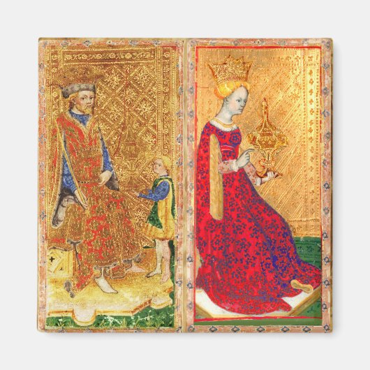 ANTIEK RENAISSANCE TAROKS KING EN KONINGIN VAN KUP MAGNEET (Voorkant)