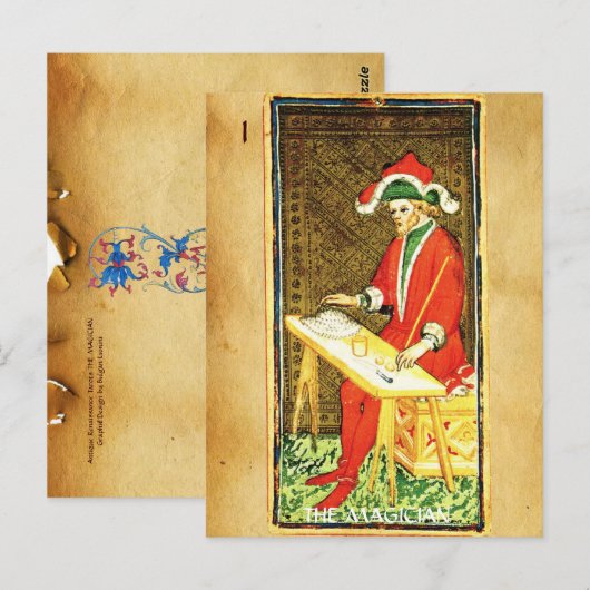 ANTIEK RENAISSANCE TAROOTS 1 / MAGICIAN BRIEFKAART (Voorkant / Achterkant)