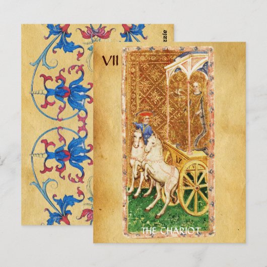 ANTIEK RENAISSANCE TAROOTS 7 / THE CHARIOT BRIEFKAART (Voorkant / Achterkant)