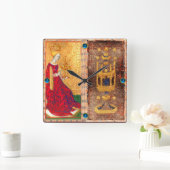 ANTIEK RENAISSANCE TAROT/ACE EN KONINGIN VAN KUPS VIERKANTE KLOK (Huis)