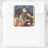 ANTIEK RENAISSANCE TAROT-DE DUIVEL Conceit Detail Vierkante Sticker (Tas)