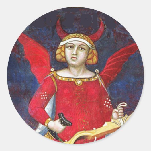 ANTIEK RENAISSANCE TAROT/DEVIL Pride Detail Ronde Sticker (Voorkant)
