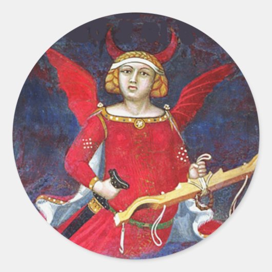ANTIEK RENAISSANCE TAROT/DEVIL Pride Detail Ronde Sticker (Voorkant)