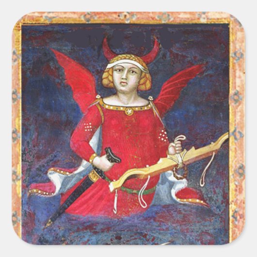 ANTIEK RENAISSANCE TAROT/DEVIL Pride Detail Vierkante Sticker (Voorkant)