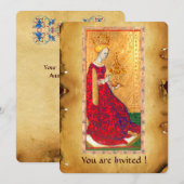 ANTIEK RENAISSANCE TAROTO QUEEN OF CUPS KAART (Voorkant / Achterkant)