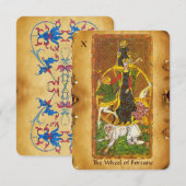 ANTIEK RENAISSANCE TAROTS 10/THE WHEEL OF FORTUNE AANKONDIGING (Voorkant / Achterkant)