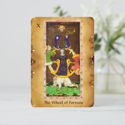 ANTIEK RENAISSANCE TAROTS 10/THE WHEEL OF FORTUNE AANKONDIGING (Staand voorkant)