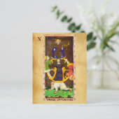 ANTIEK RENAISSANCE TAROTS 10/THE WHEEL OF FORTUNE BRIEFKAART (Staand voorkant)