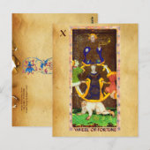 ANTIEK RENAISSANCE TAROTS 10/THE WHEEL OF FORTUNE BRIEFKAART (Voorkant / Achterkant)