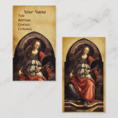 ANTIEK RENAISSANCE TAROTS 11 FORTITUDE PARCHMENT VISITEKAARTJE (Voorkant / Achterkant)