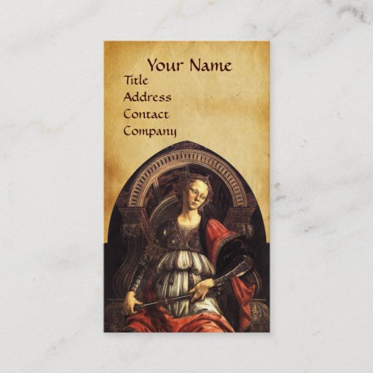 ANTIEK RENAISSANCE TAROTS 11 FORTITUDE PARCHMENT VISITEKAARTJE (Voorkant)