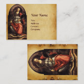 ANTIEK RENAISSANCE TAROTS 11 FORTITUDE PARCHMENT VISITEKAARTJE (Voorkant / Achterkant)