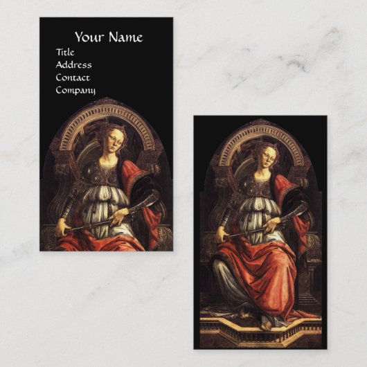 ANTIEK RENAISSANCE TAROTS 11 FORTITUDE Zwart Visitekaartje (Voorkant / Achterkant)
