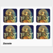 ANTIEK RENAISSANCE TAROTS 14 TEMPERANCE Blue Vierkante Sticker (Vel)