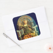 ANTIEK RENAISSANCE TAROTS 14 TEMPERANCE Blue Vierkante Sticker (Envelop)
