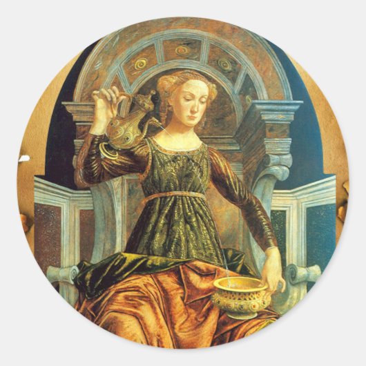 ANTIEK RENAISSANCE TAROTS 14 TEMPERANCE Parchment Ronde Sticker (Voorkant)