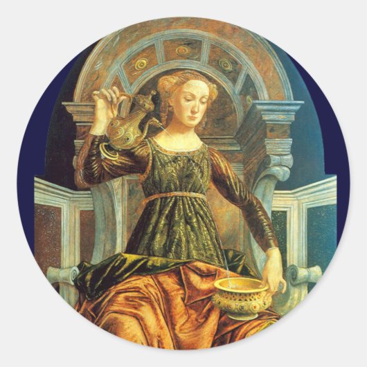 ANTIEK RENAISSANCE TAROTS 14 TEMPERANCE Parchment Ronde Sticker (Voorkant)