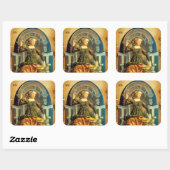 ANTIEK RENAISSANCE TAROTS 14 TEMPERANCE Parchment Vierkante Sticker (Vel)