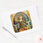 ANTIEK RENAISSANCE TAROTS 14 TEMPERANCE Parchment Vierkante Sticker (Envelop)