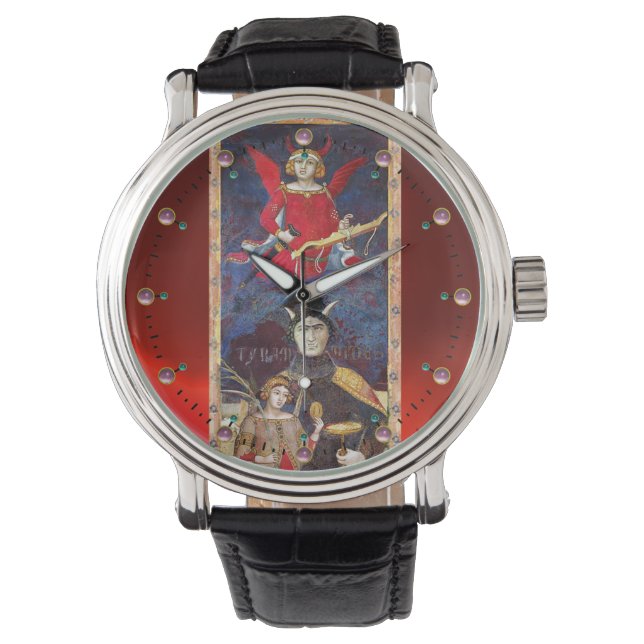 Antiek renaissance Tarots / 15 DEVIL Horloge (Voorkant)