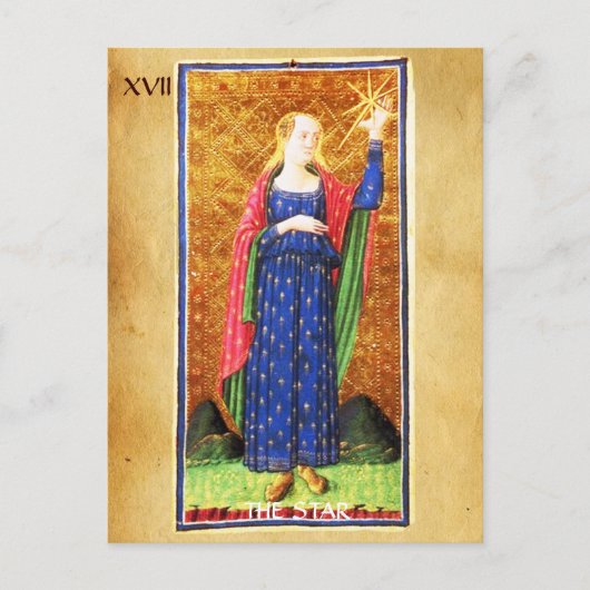 ANTIEK RENAISSANCE TAROTS 17/THE STAR BRIEFKAART (Voorkant)