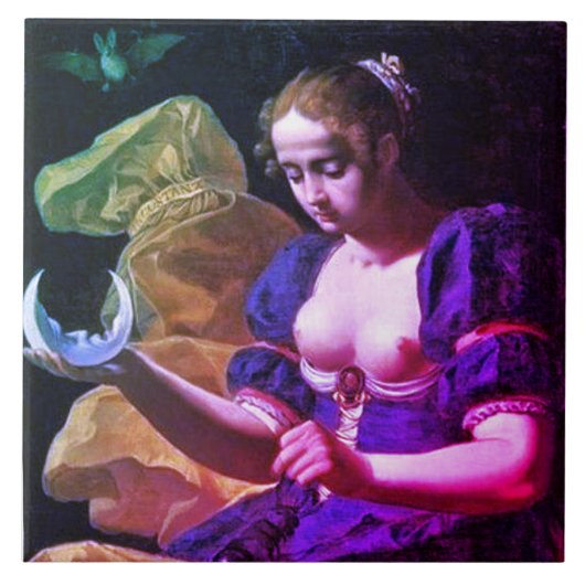 ANTIEK RENAISSANCE TAROTS 18/THE MOON TEGELTJE (Voorkant)