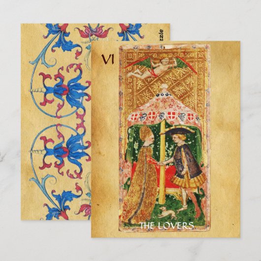 ANTIEK RENAISSANCE TAROTS 5 / DE GELIEFDEN BRIEFKAART (Voorkant / Achterkant)