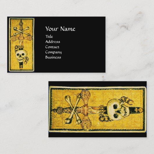ANTIEK RENAISSANCE TAROTS, ACE OF SWORDS Black Visitekaartje (Voorkant / Achterkant)