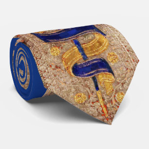 ANTIEK RENAISSANCE TAROTS, ACE OF SWORDS Gold Blue Stropdas