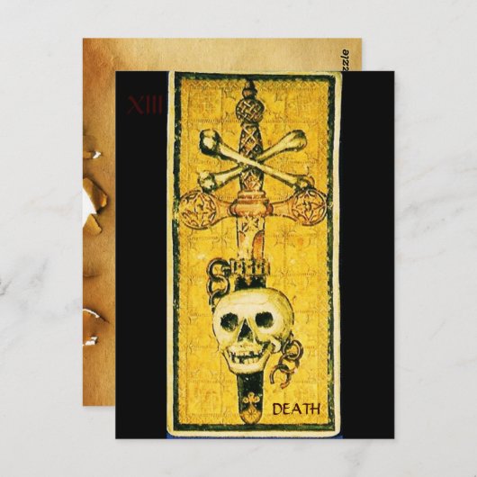 ANTIEK RENAISSANCE TAROTS / ACE OF SWORS BRIEFKAART (Voorkant / Achterkant)