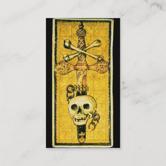 ANTIEK RENAISSANCE TAROTS, ACE VAN ZWAARDEN Geel Visitekaartje (Achterkant)