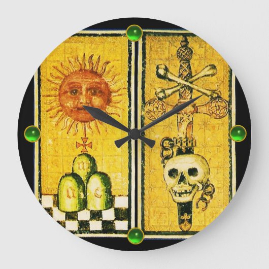 ANTIEK RENAISSANCE TAROTS /DE ZON,ACE OF SWORD GROTE KLOK (Voorkant)