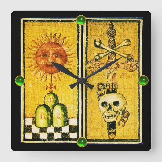 ANTIEK RENAISSANCE TAROTS /DE ZON,ACE OF SWORD VIERKANTE KLOK (Voorkant)