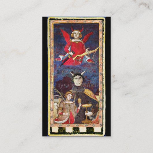ANTIEK RENAISSANCE TAROTS / DE ZON EN DE DUIVEL VISITEKAARTJE (Achterkant)