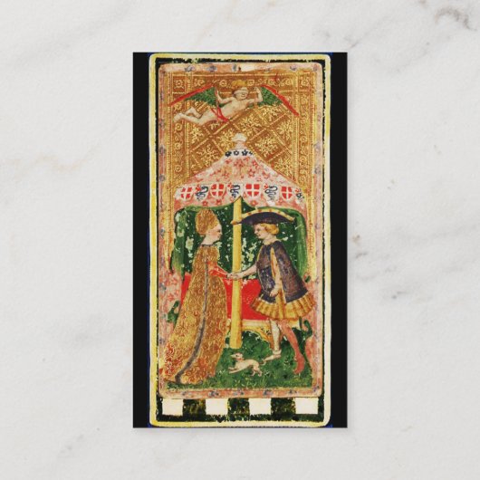 ANTIEK RENAISSANCE TAROTS /DE ZON EN LOVERS VISITEKAARTJE (Achterkant)