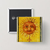 ANTIEK RENAISSANCE TAROTS / DE ZON VIERKANTE BUTTON 5,1 CM (Voorkant /achterkant)